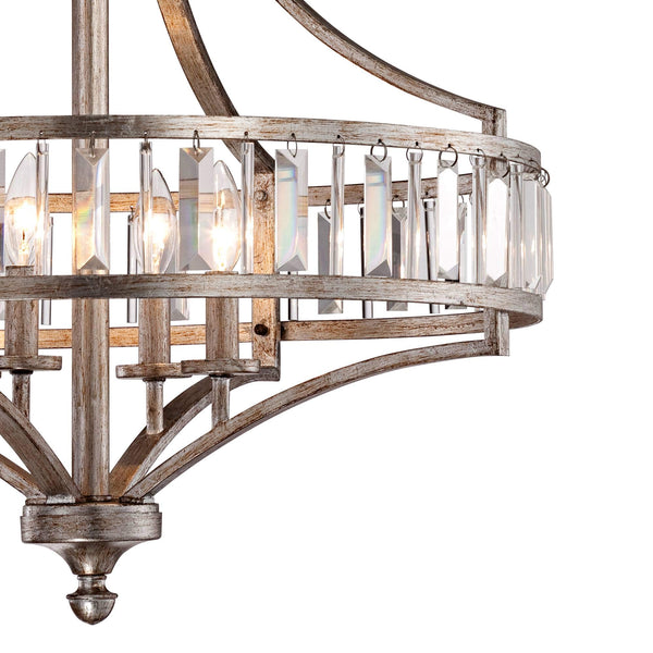 Art Deco Crystal Chandelier – 4-Light Silver Ceiling Fixture