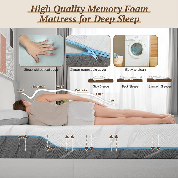 Extra Firm Memory Foam Mattress – Flippable, CertiPUR-US Certified