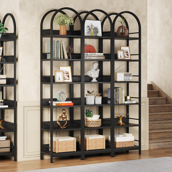 6-Tier Arched Bookcase with Metal Frame