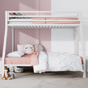 Twin Over Full Metal Bunk Bed with Ladder and Guardrail
