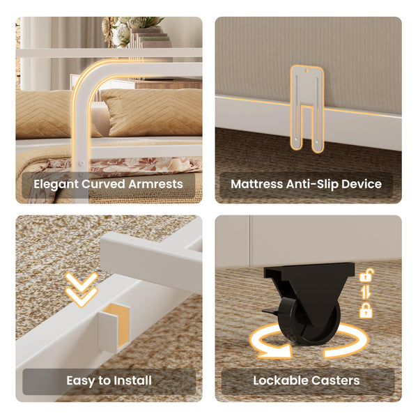 Twin Daybed with Trundle, LED Lights & Charging Station