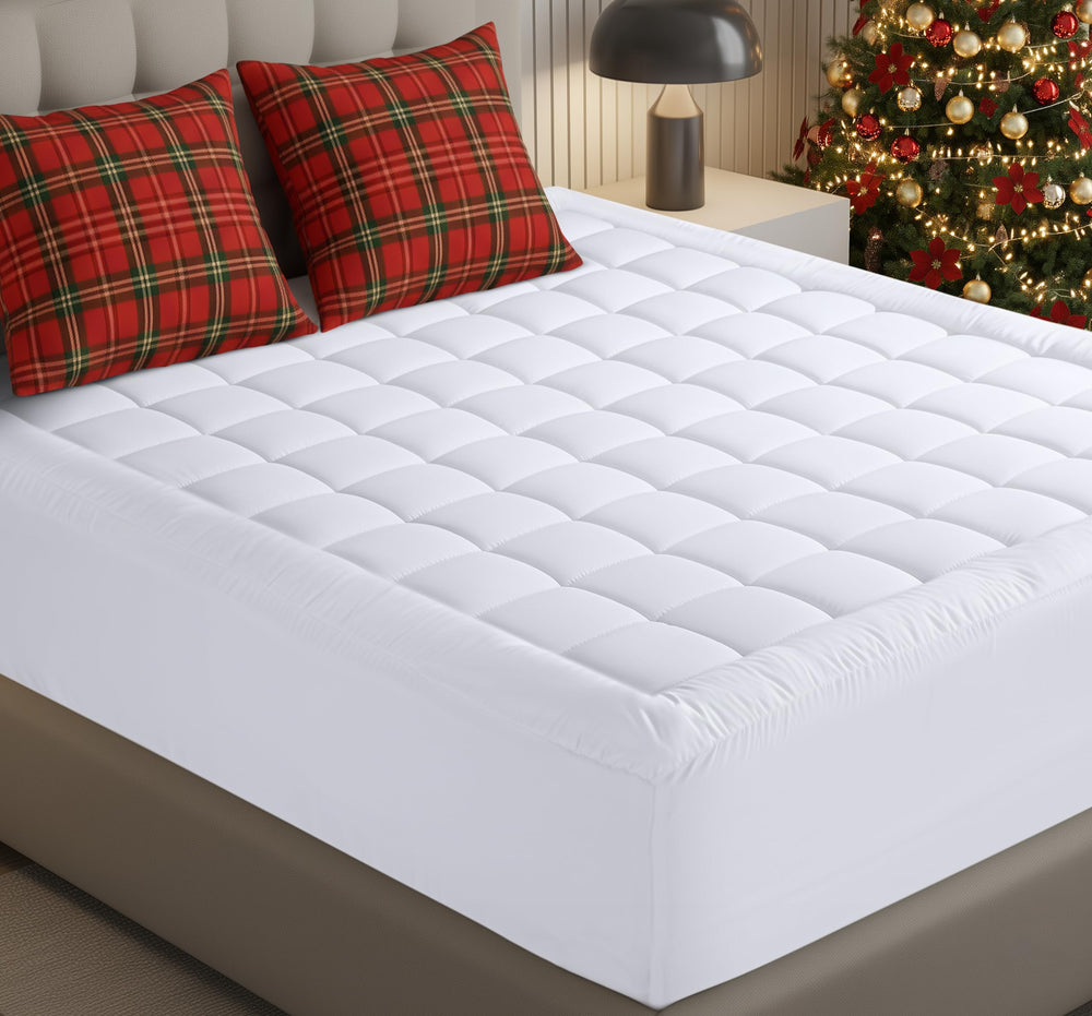 Quilted Mattress Pad with Pillow Top & Deep Pocket – Twin, Full, Queen, King, Cal King