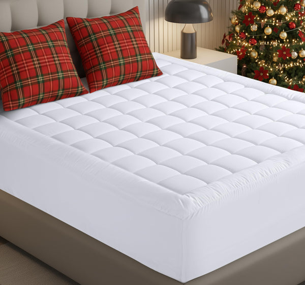 Quilted Mattress Pad with Pillow Top & Deep Pocket – Twin, Full, Queen, King, Cal King