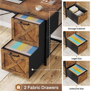 L-Shaped Desk with Drawers, Hutch & LED Lights