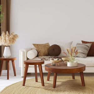 Round Coffee Table Set of 3 – Farmhouse Nesting Tables