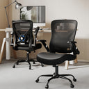 Ergonomic Office Chair with Lumbar Support, Mesh Back & PU Leather Seat