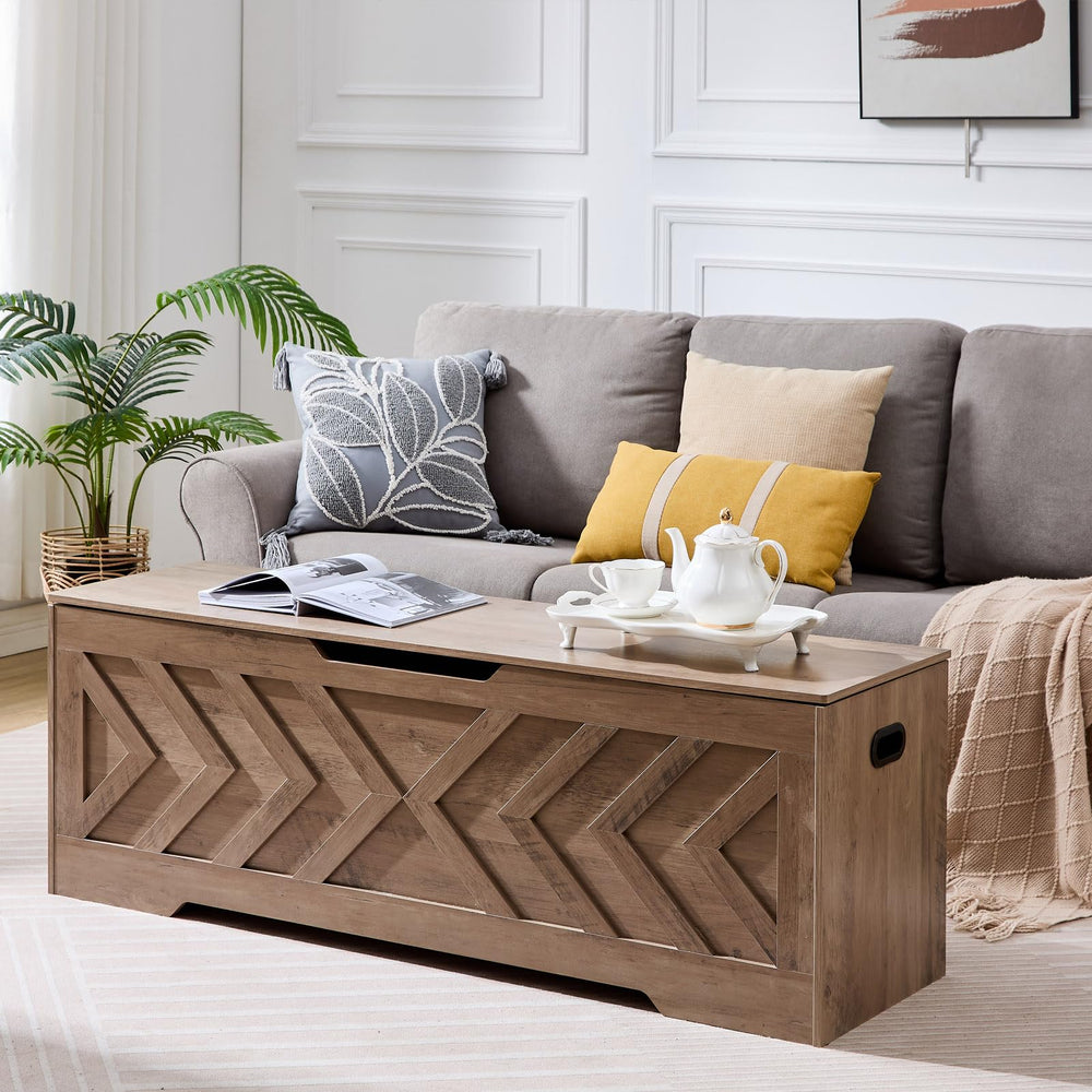 Extra Large Storage Bench with Safety Hinges