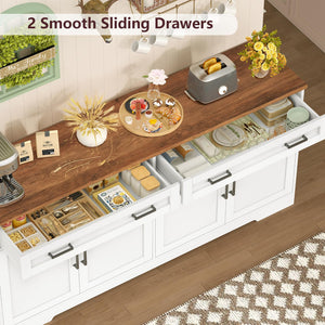 Buffet Cabinet with Storage — 4-Door Sideboard with Adjustable Shelves