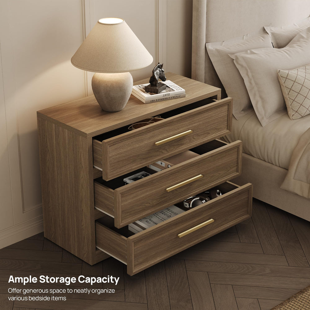 Oversized Nightstand Set of 2 with 3-Drawer Storage