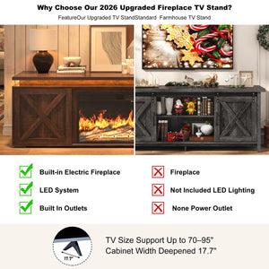 83" Farmhouse TV Stand with 40" Electric Fireplace