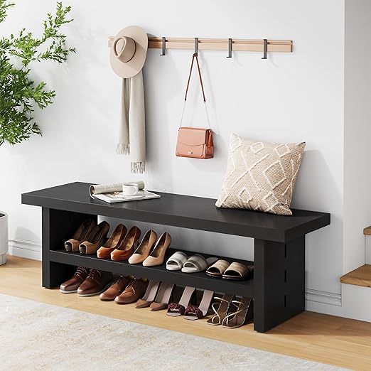 2-Tier Entryway Bench with Shoe Storage