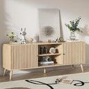 Mid Century Modern TV Stand with Sliding Doors and Storage