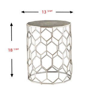 Honeycomb Metal Round Accent Table
