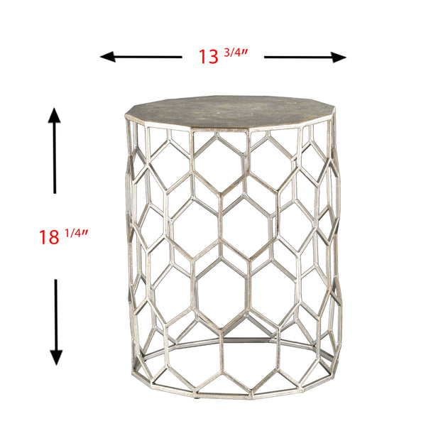 Honeycomb Metal Round Accent Table