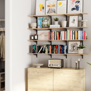 60-Inch Floating Wall Shelves with Adjustable Rail Bracket System