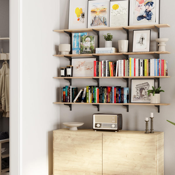 60-Inch Floating Wall Shelves with Adjustable Rail Bracket System