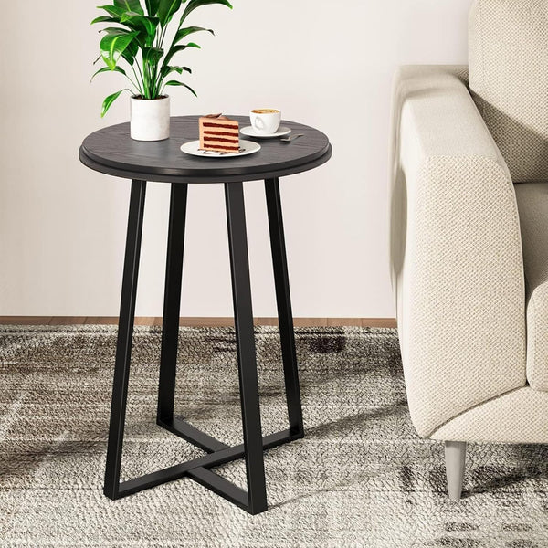 Round End Table with Metal Frame