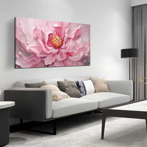 Pink Floral Canvas Wall Art – Large Botanical Print for Living Room & Bedroom