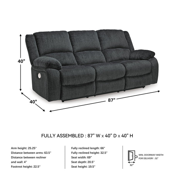 Dual Reclining Sofa with Pull Tab – Grey Chenille