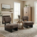 Armless Lounge Accent Chair Set of 2 – Fabric Upholstered, Solid Wood Frame