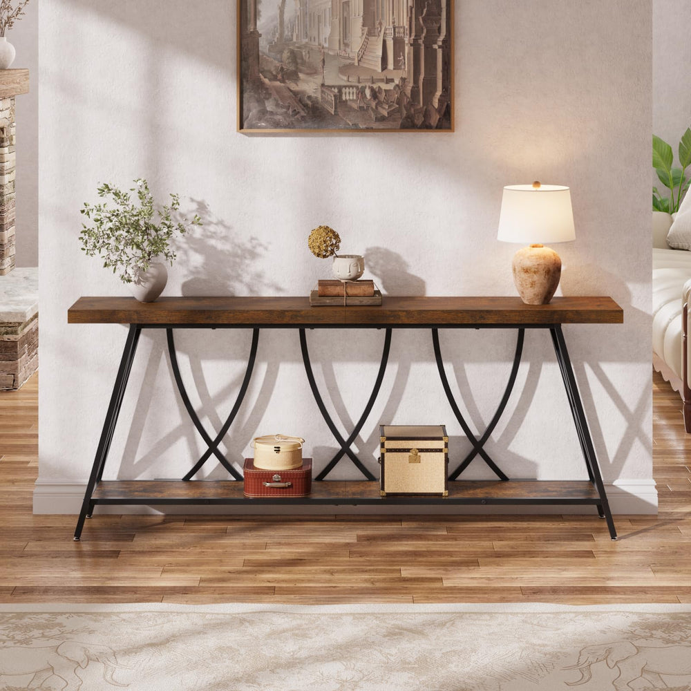 70.9" Industrial Console Table – Rustic Brown
