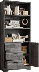 71-Inch Tall Bookcase with Cabinet and 3 Drawers