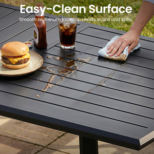 Outdoor Dining Table for 8 – Aluminum Patio Table with Umbrella Hole