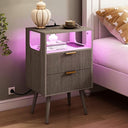 Nightstand with Charging Station and LED Lights