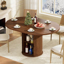 Expandable Round Oval Dining Table 40–55 Inch with Storage