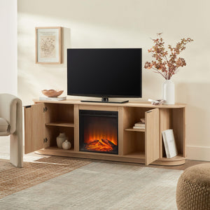70" Reeded Fireplace TV Stand – Coastal Oak