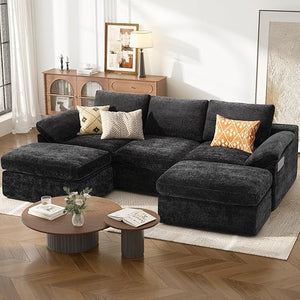 108" U-Shape Modular Sectional Sofa with Ottoman