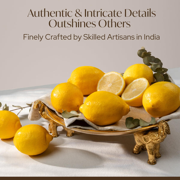Round Decorative Tray with Elephant Base