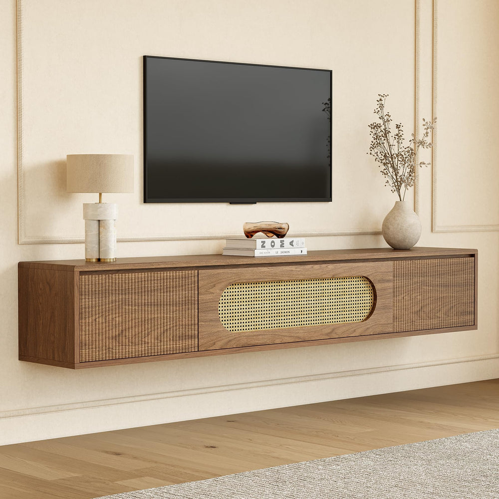 71" Floating TV Stand Wall Mounted with Drawers & Flip-Down Cabinet