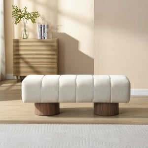 50" Chenille Fabric Upholstered Dining Bench for 2