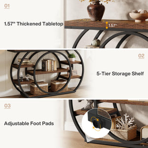 47" 5-Tier Console Table with Metal Frame