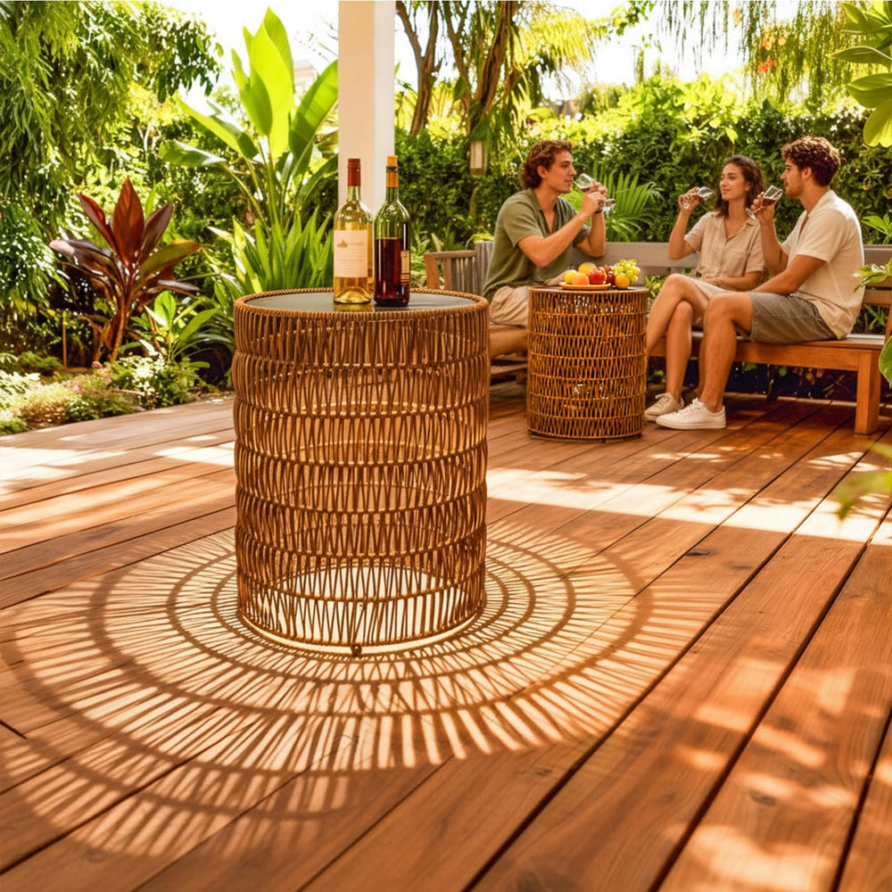 Bohemian Solar Outdoor Side Tables Set of 3