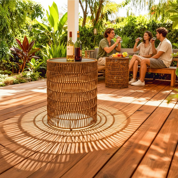 Bohemian Solar Outdoor Side Tables Set of 3