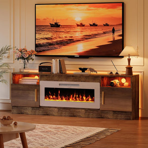 70-Inch Electric Fireplace TV Stand with LED Console
