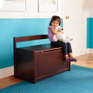 Wooden Toy Chest with Safety-Hinged Lid – Espresso