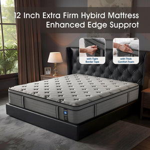 12 Inch Hybrid Mattress with Gel Memory Foam – Firm Support, Fiberglass Free