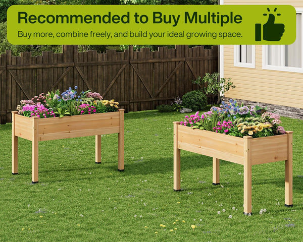 Wood Raised Garden Bed with Legs & Liner