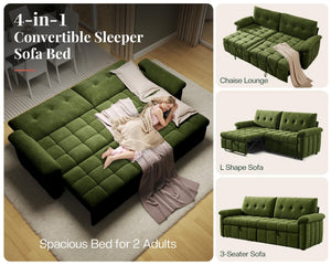 4-in-1 Convertible Sofa Bed with Adjustable Backrest