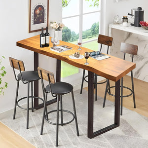 Solid Wood Bar Height Pub Table with Metal Frame