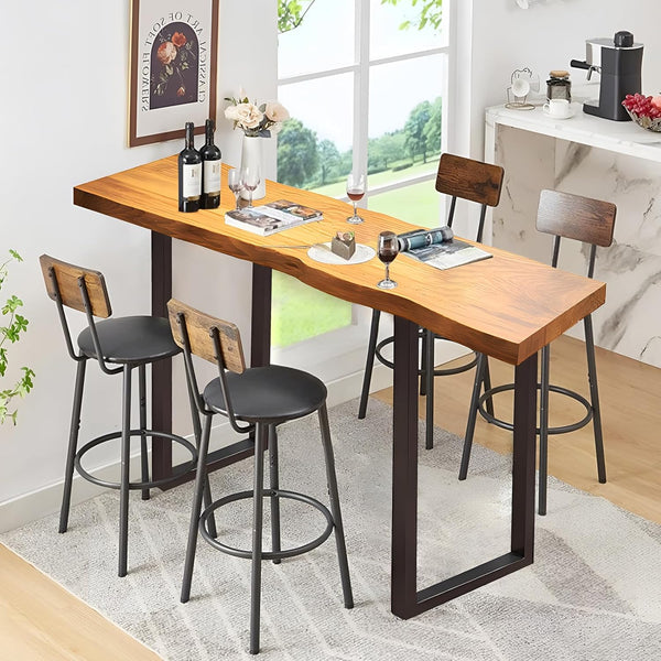 Solid Wood Bar Height Pub Table with Metal Frame