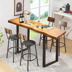 Solid Wood Bar Height Pub Table with Metal Frame