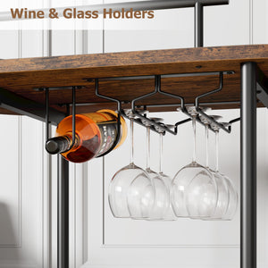 3-Tier Metal Bar Cart with Wine Rack & Glass Holder