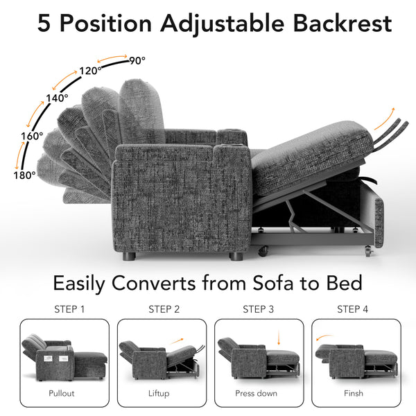 L-Shaped Sleeper Sectional Sofa with Storage
