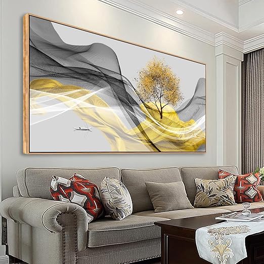 Abstract Ink Landscape Canvas Wall Art – Framed Waterproof Print
