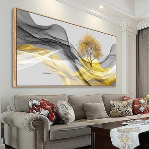 Abstract Ink Landscape Canvas Wall Art – Framed Waterproof Print