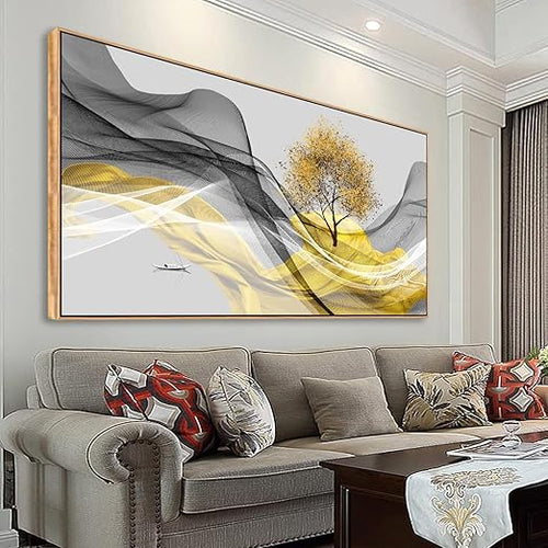 Abstract Ink Landscape Canvas Wall Art – Framed Waterproof Print
